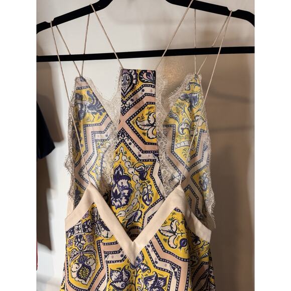 The Jetset Diaries Before Dawn Slip Dress Yellow Blue Lace Trim Size Small NWT - Picture 9 of 13
